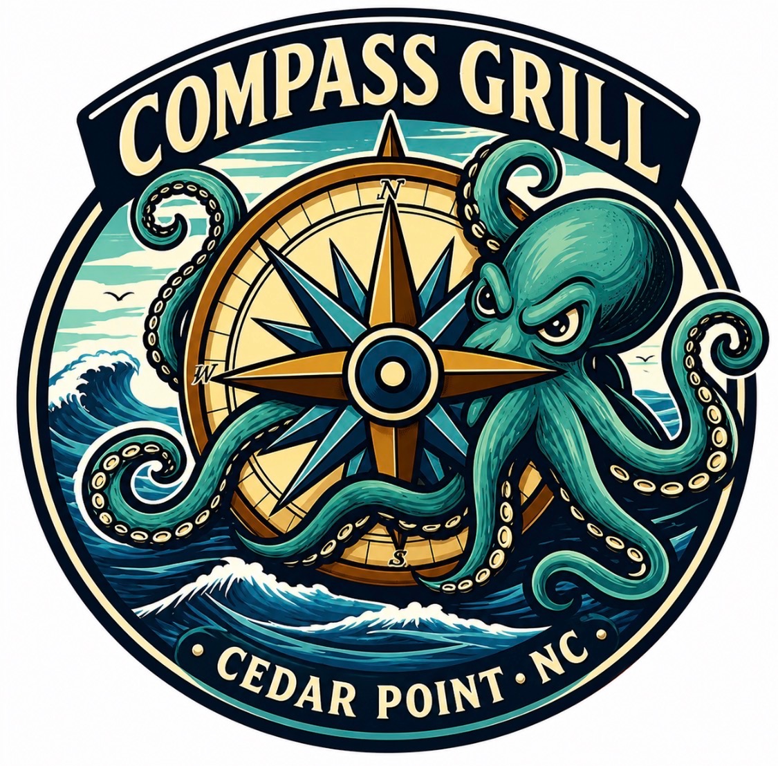 Compass Grill logo — Cedar Point, NC